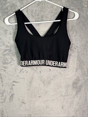 Under Armour Black Logo Band Sports Bra Unlined Size Large